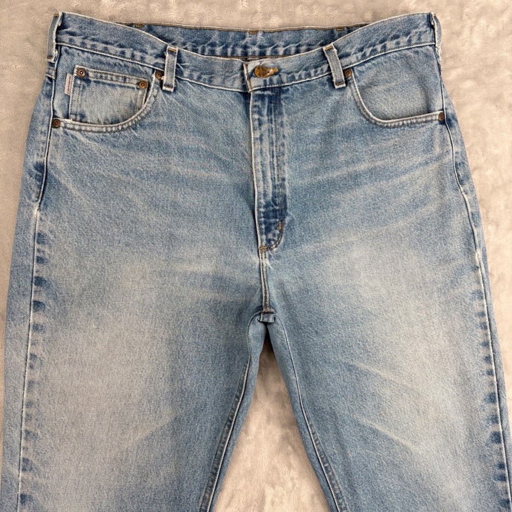 Carhartt Jeans Mens 40x30 (Fits 37x28.5) Blue Traditional Fit Straight Leg Work - Picture 3 of 15